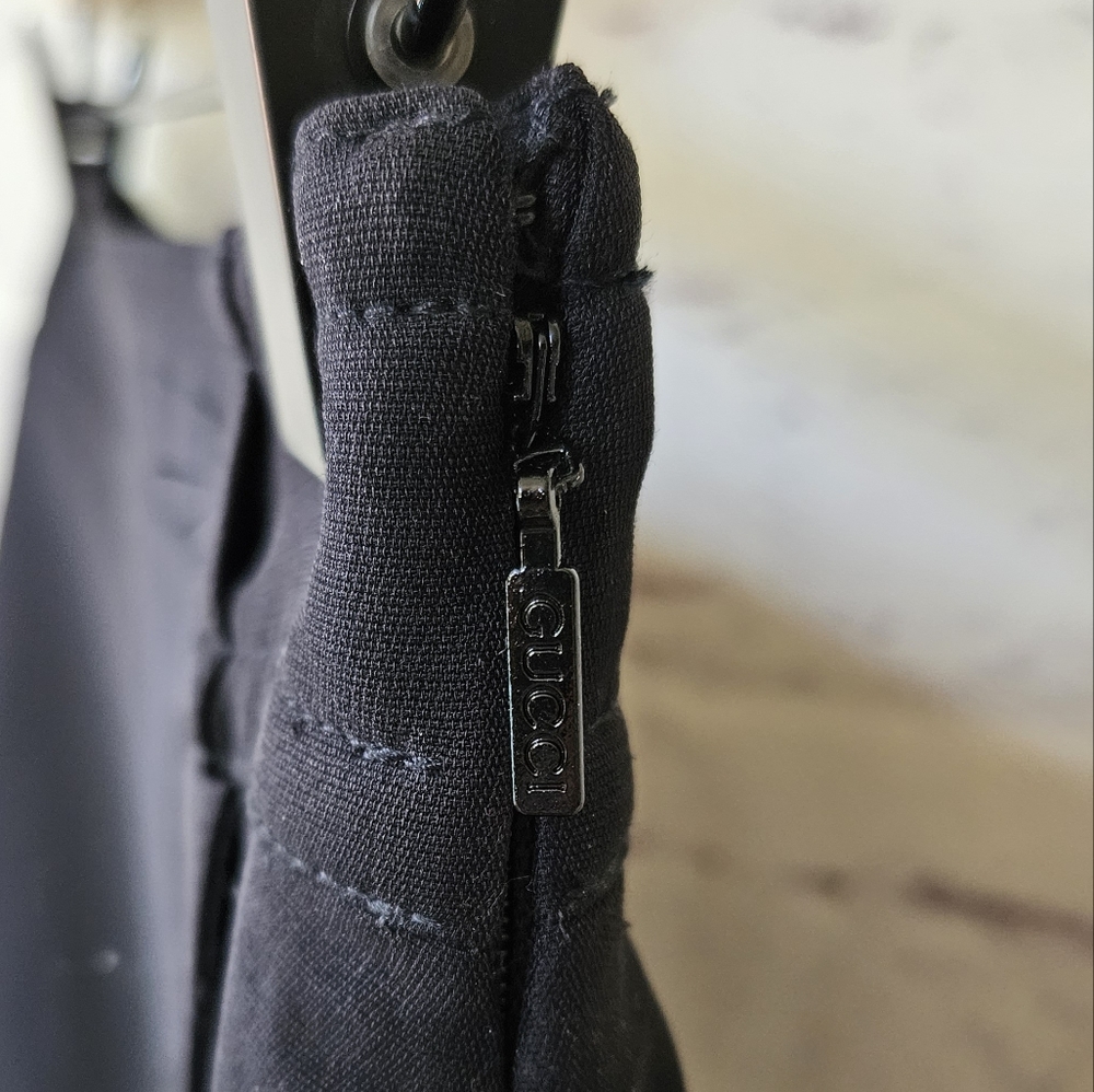 Gucci Black Faux Wrap Skirt Wool Silk Blend 38 XS *Missing Pearl Buttons* - Picture 5 of 15